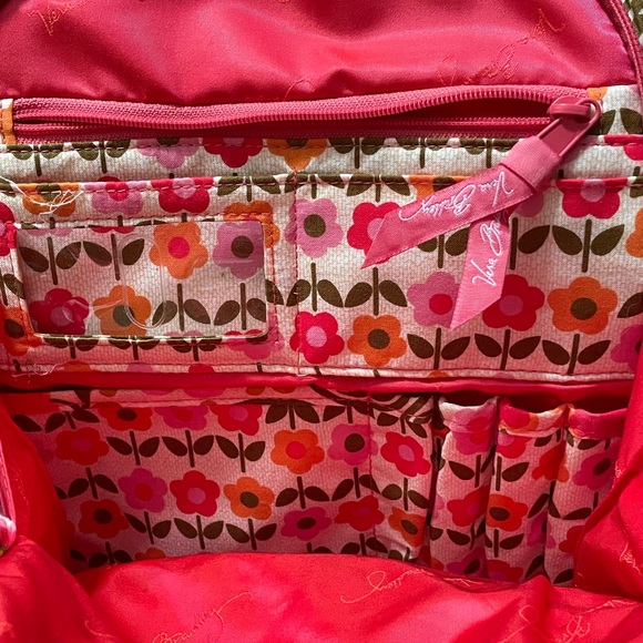 VERA BRADLEY Folkloric Pink Orange Floral Large Travel Multi-sectional Backpack - Picture 2 of 16